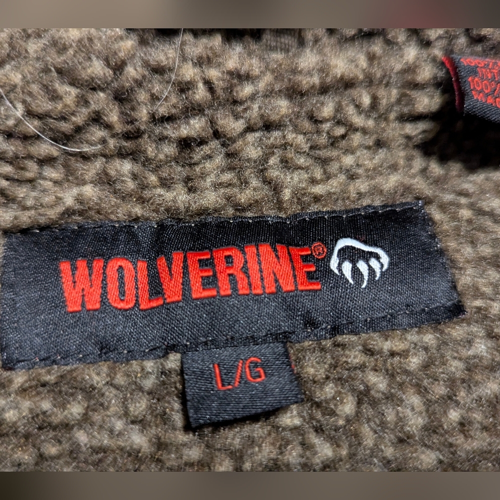 WOLVERINE Mens Zip Up Sherpa Lined Dark Greyish Khaki Colored Vest Size Large - Picture 9 of 12